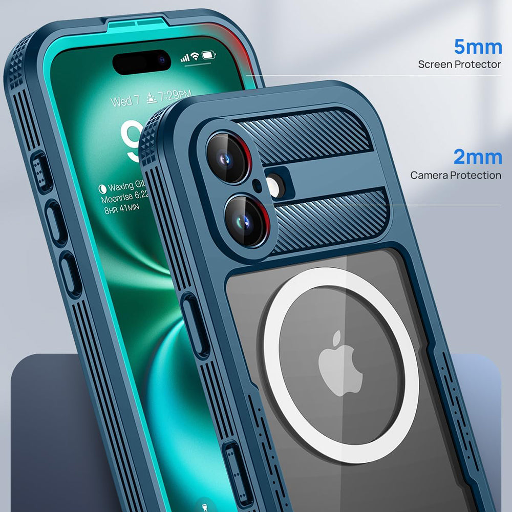Funda impermeable para Apple iPhone 16, ShellBox, Carbono, Negra