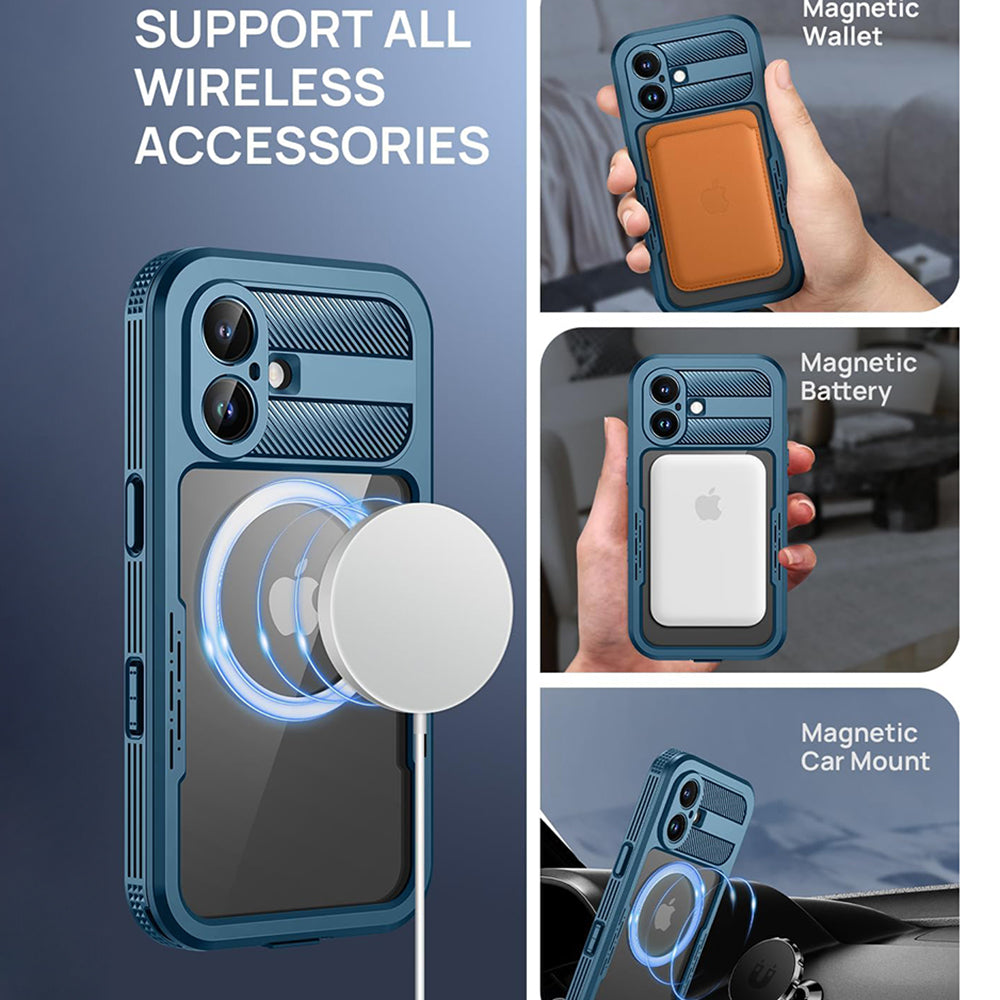 Funda impermeable para Apple iPhone 16, ShellBox, Carbono, Negra