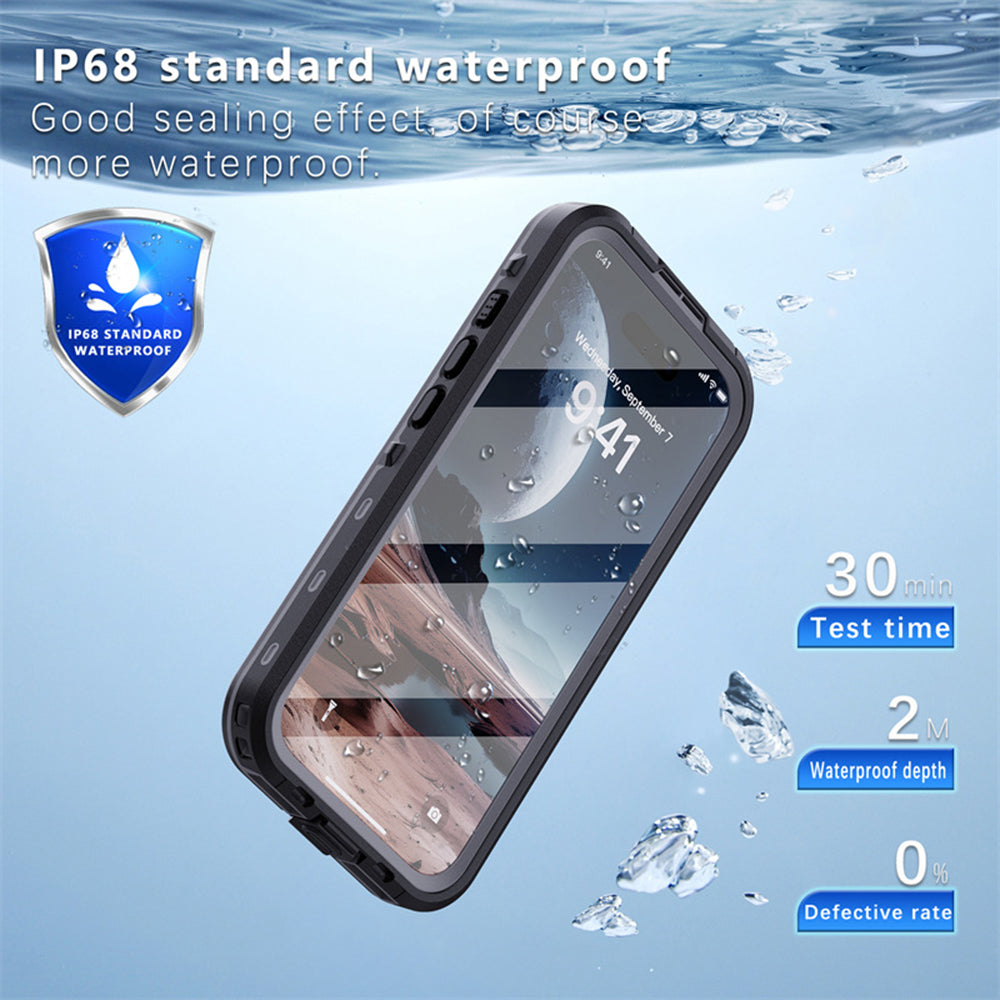 Funda impermeable para Apple iPhone 16, ShellBox, Negra