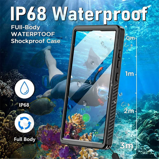 Funda impermeable para Samsung Galaxy S25 Ultra S938, ShellBox, Negra