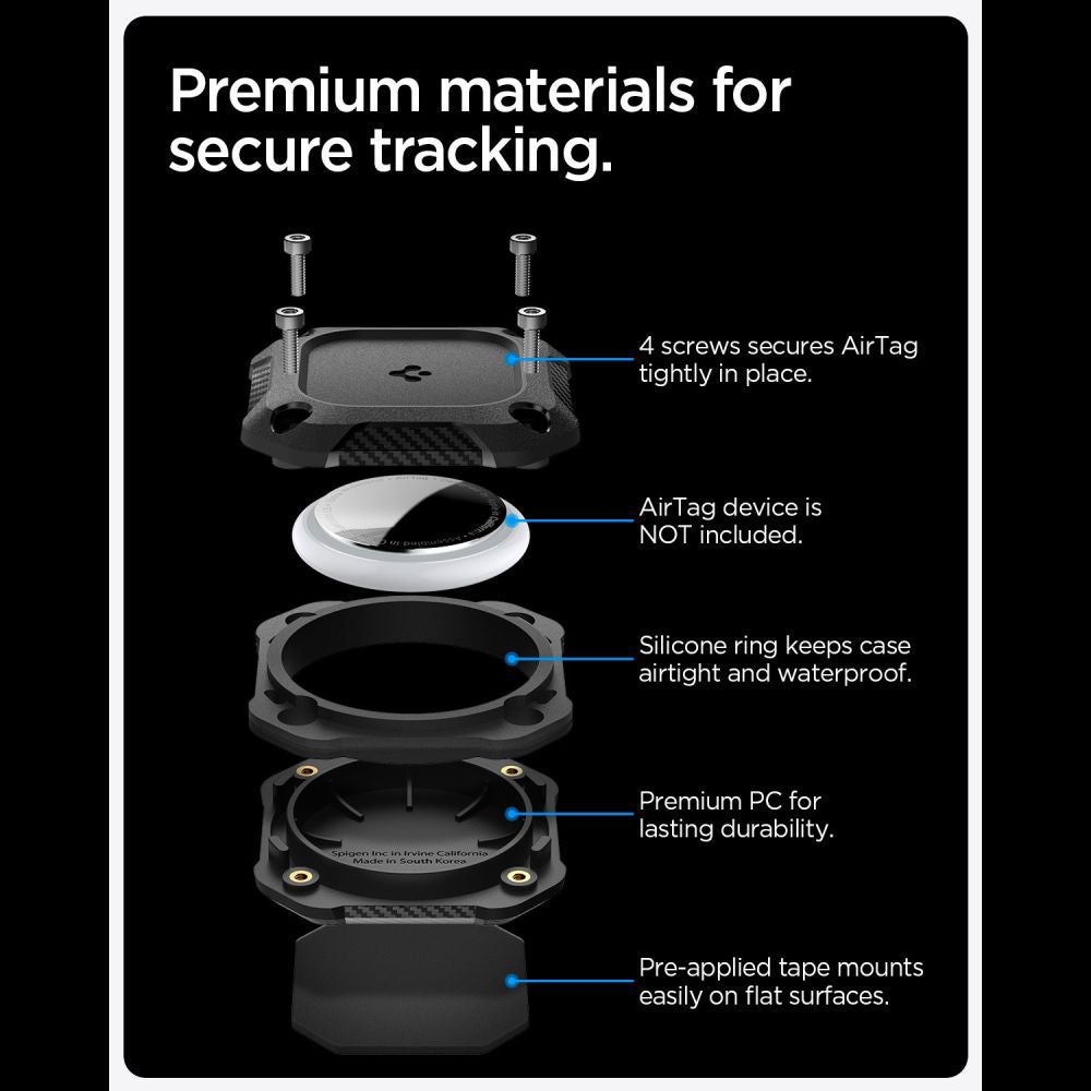 Funda Waterproof Spigen Tough Armor para Apple AirTag, Negra ACS09781