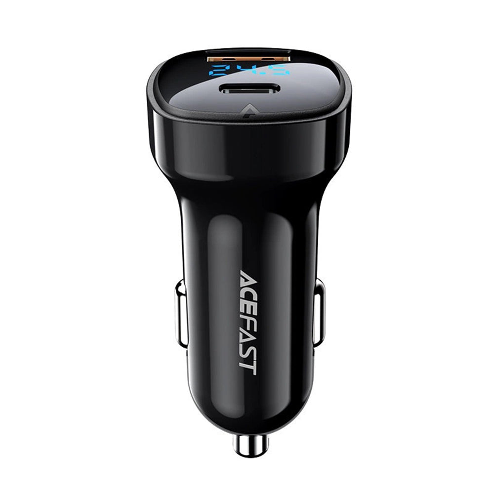 Cargador de coche Acefast B4, 66W, 3A, 1 x USB-A - 1 x USB-C, Negro