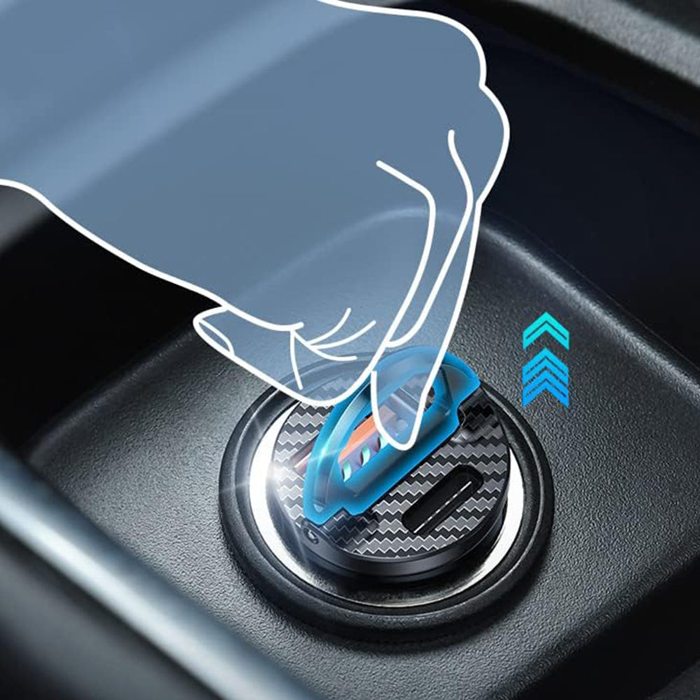 Cargador de coche Ainope, 30W, 5A, 1 x USB-A - 1 x USB-C, Negro