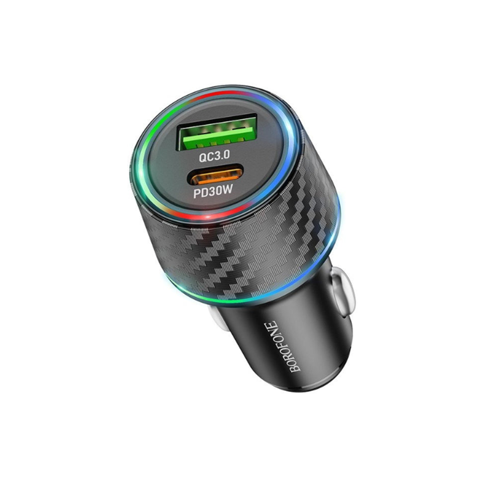 Cargador de coche Borofone BZ21 Brilliant, 48W, 3A, 1 x USB-A - 1 x USB-C, Negro