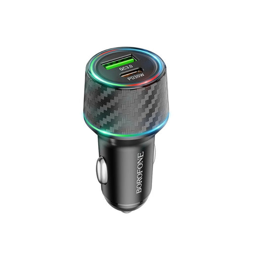 Borofone BZ21 Brilliant Car Charger, 48W, 3A, 1 x USB-A - 1 x USB-C, Black