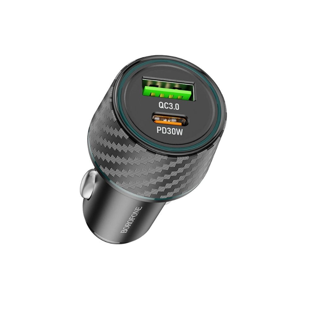 Cargador de coche Borofone BZ21 Brilliant, 48W, 3A, 1 x USB-A - 1 x USB-C, Negro