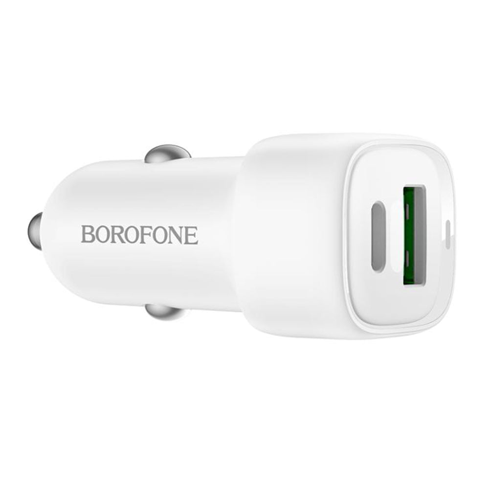 Cargador de coche Borofone BZ34B Cloud, 20W, 3A, 1 x USB-A - 1 x USB-C, Blanco