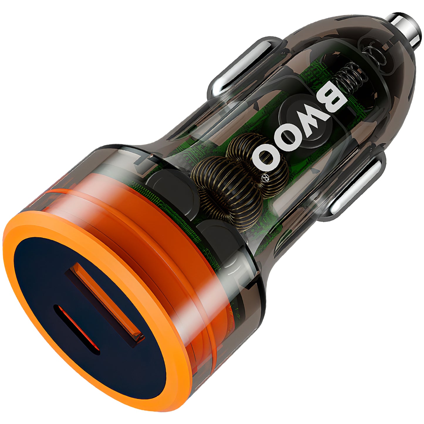 Cargador de coche BWOO BO-CC85, 38W, 3A, 1 x USB-A - 1 x USB-C, Negro