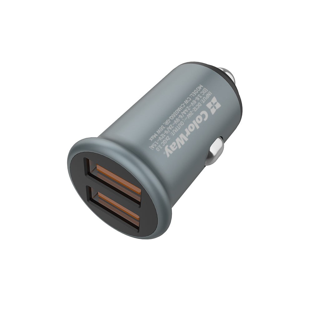Cargador de Coche ColorWay, 36W, 3A, 2 x USB-A, Gris