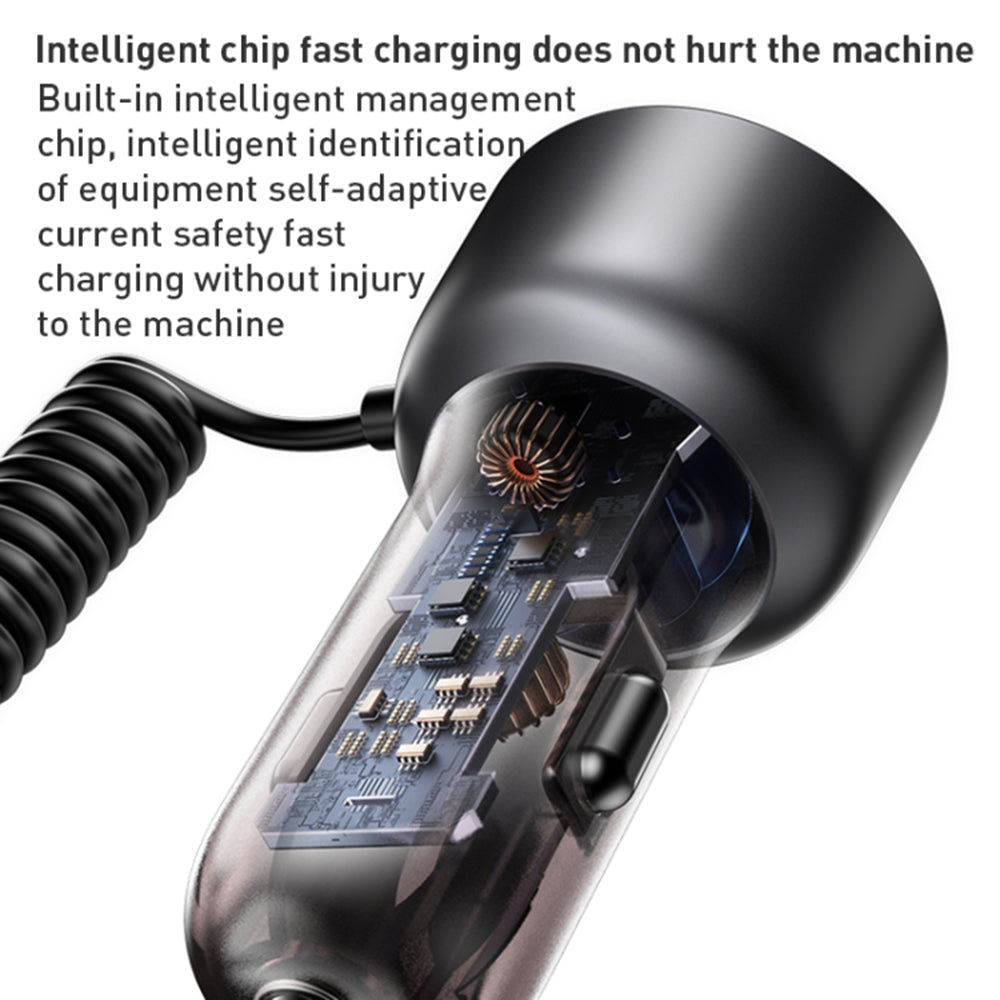 Cargador de coche con cable USB-C / Lightning Yesido Y58 Display, 60W, 3A, 1 x USB-A - 1 x USB-C, Gris