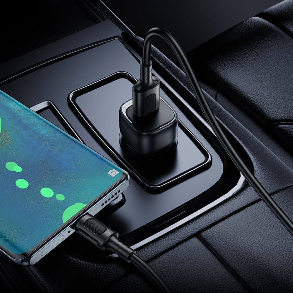 Cargador de coche con cable USB-C Borofone BZ34 Cloud, 18W, 3A, 1 x USB-A, Blanco