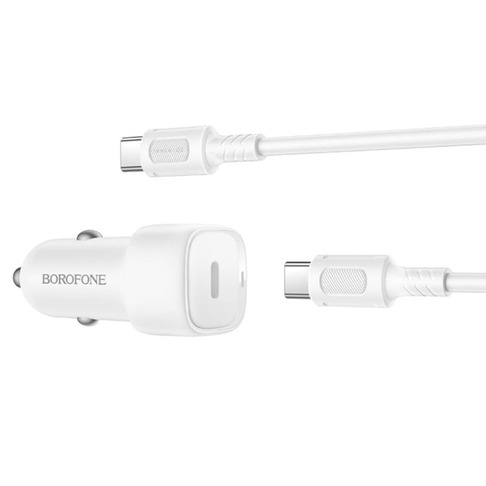 Cargador de coche con cable USB-C Borofone BZ34A Cloud, 20W, 3A, 1 x USB-C, Blanco