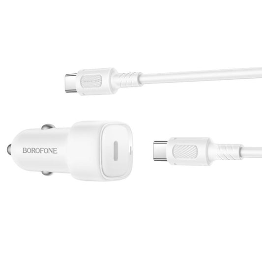Cargador de coche con cable USB-C Borofone BZ34A Cloud, 20W, 3A, 1 x USB-C, Blanco