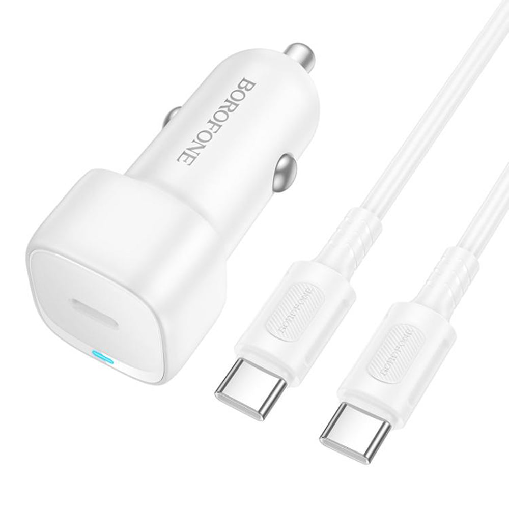 Cargador de coche con cable USB-C Borofone BZ34A Cloud, 20W, 3A, 1 x USB-C, Blanco