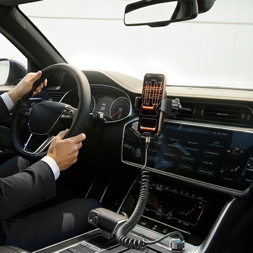 Cargador de coche con cable USB-C Lisen, 90W, 3A, 1 x USB-A - 1 x USB-C, Negro YL0223120020