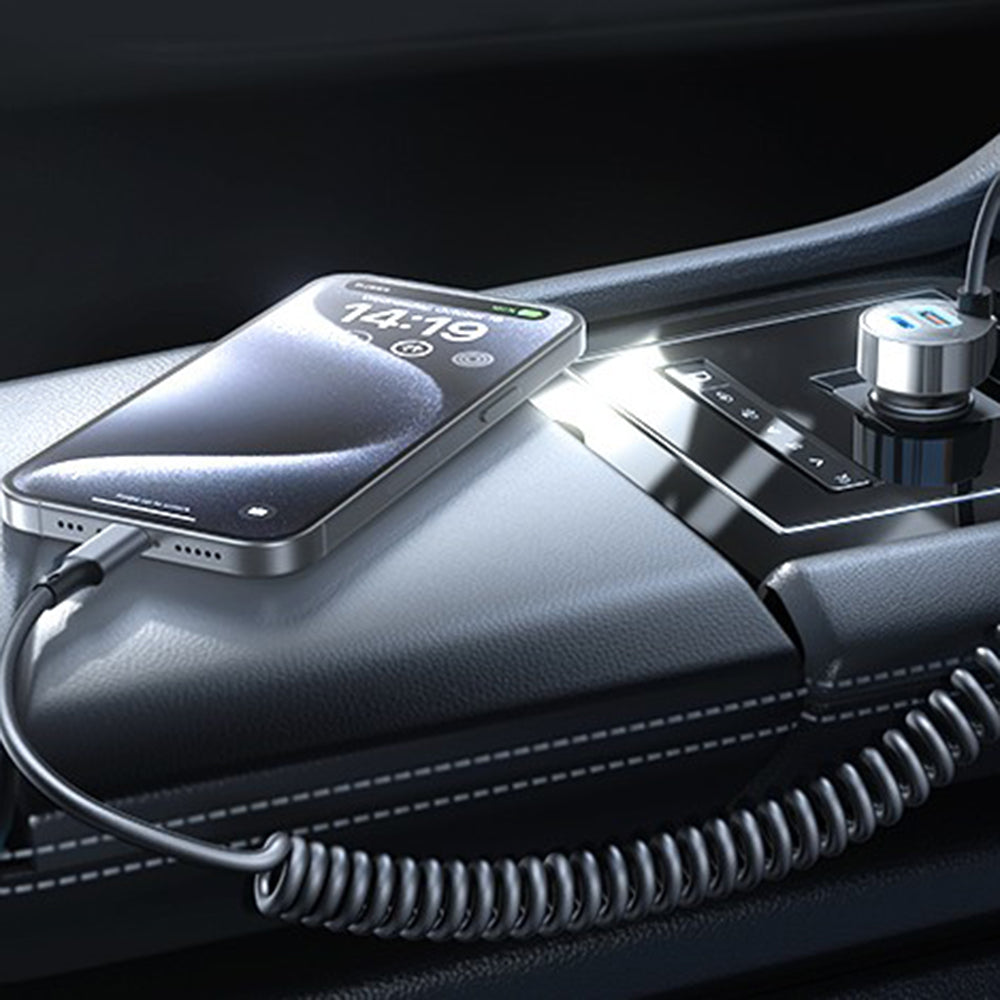 Cargador de coche con cable USB-C Lisen, 90W, 3A, 1 x USB-A - 1 x USB-C, Negro YL0223120020