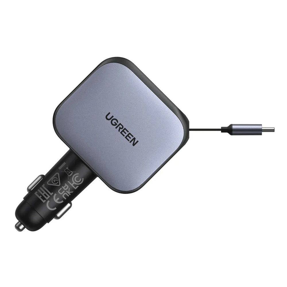 Cargador de Coche con Cable USB-C UGREEN EC604 (55910B) Nexode, 145W, 1 x USB-A - 2 x USB-C, Negro