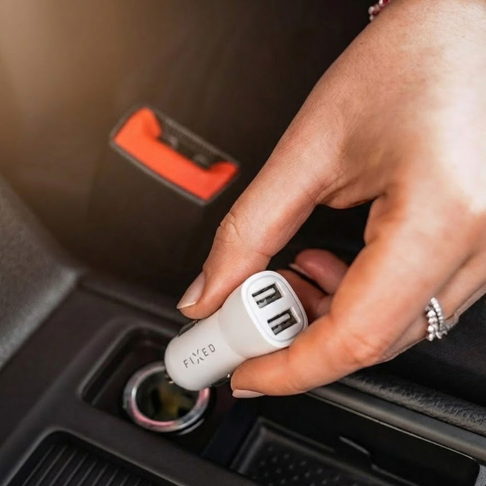Cargador de Coche Fixed, 15.5W, 3A, 2 x USB-A, Blanco