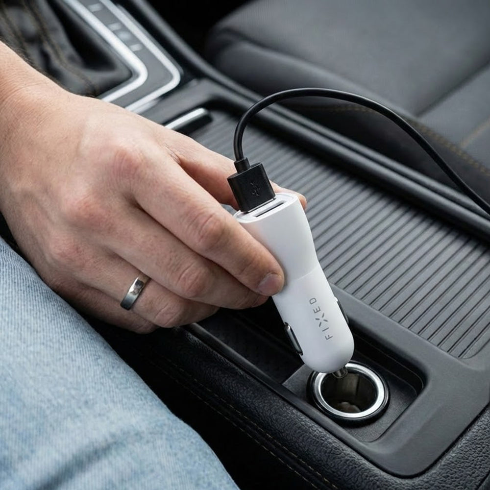 Cargador de Coche Fixed, 15.5W, 3A, 2 x USB-A, Blanco