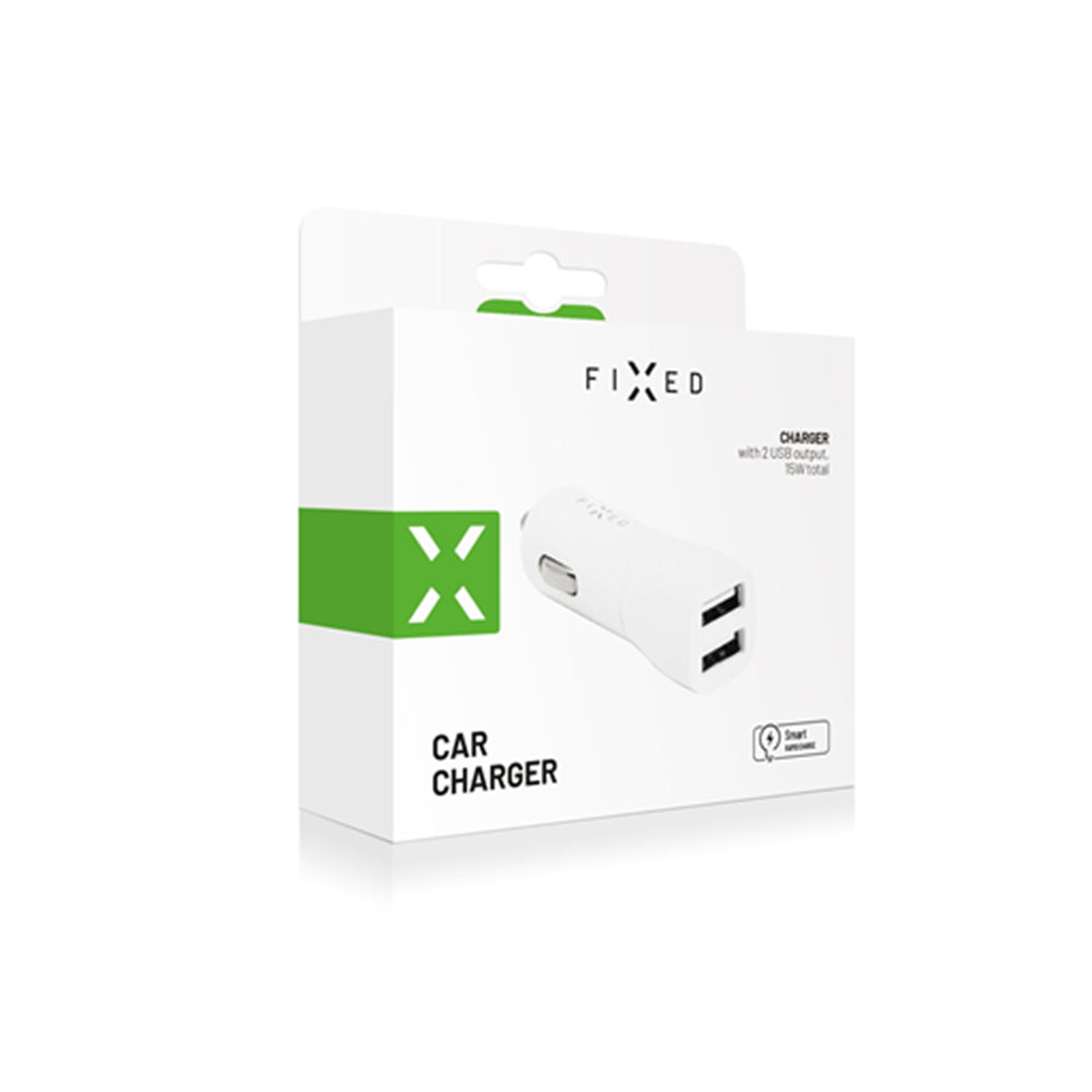 Cargador de Coche Fixed, 15.5W, 3A, 2 x USB-A, Blanco