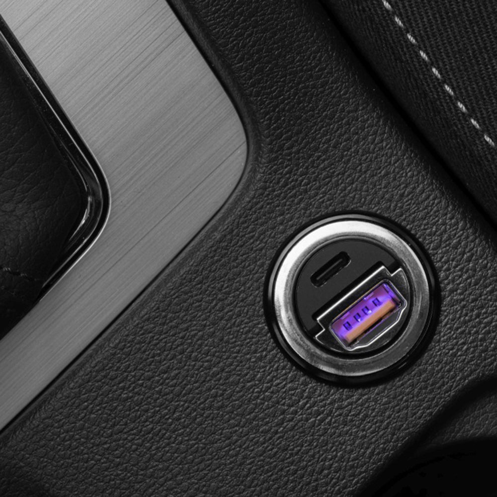 Cargador de Coche Fixed, 30W, 3A, 1 x USB-A - 1 x USB-C, Negro