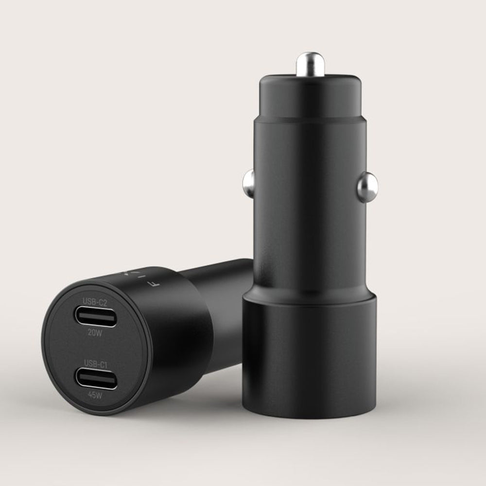 Cargador de Coche Fixed, 65W, 3A, 2 x USB-C, Negro