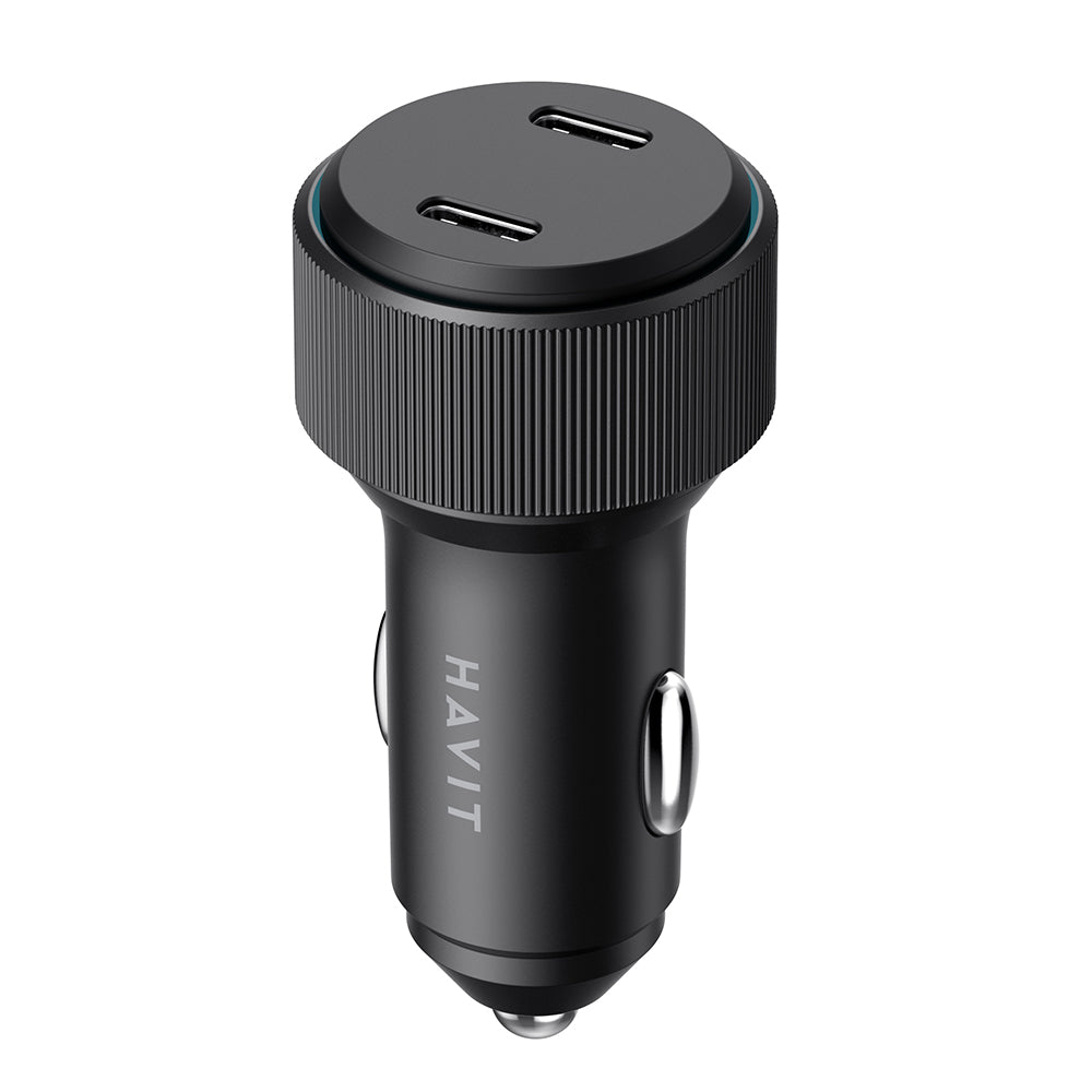 Cargador de Coche HAVIT CC2014, 30W, 3A, 2 x USB-C, Negro