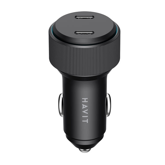 Cargador de Coche HAVIT CC2014, 30W, 3A, 2 x USB-C, Negro