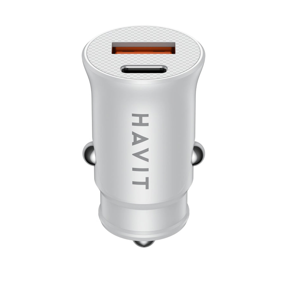 HAVIT CC2022 Car Charger, 20W, 3A, 1 x USB-A - 1 x USB-C, White