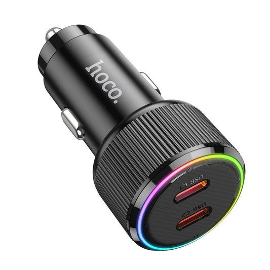 Cargador de Coche HOCO NZ14B, 50W, 3A, 2 x USB-C, Negro