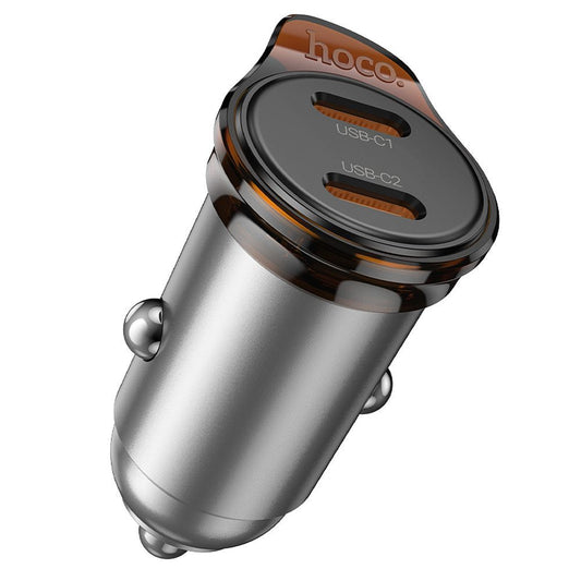 Cargador de Coche HOCO NZ16B, 45W, 3A, 2 x USB-C, Gris