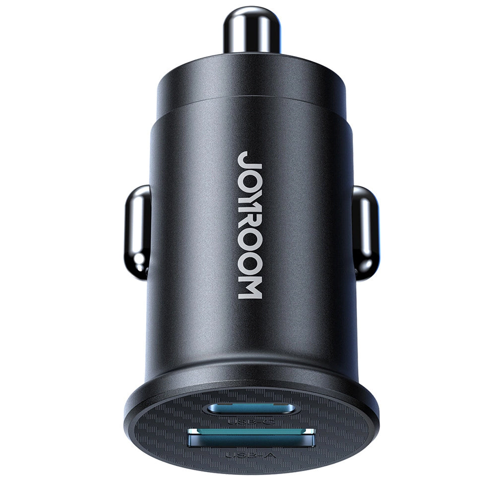 Cargador de Coche Joyroom JR-CCN16 Mini, 12W, 2.4A, 1 x USB-A - 1 x USB-C, Negro
