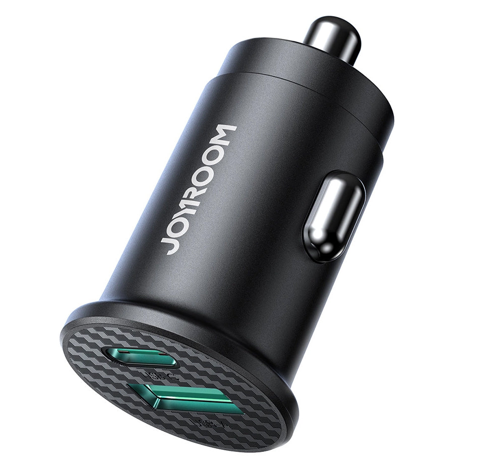 Cargador de Coche Joyroom JR-CCN16 Mini, 12W, 2.4A, 1 x USB-A - 1 x USB-C, Negro