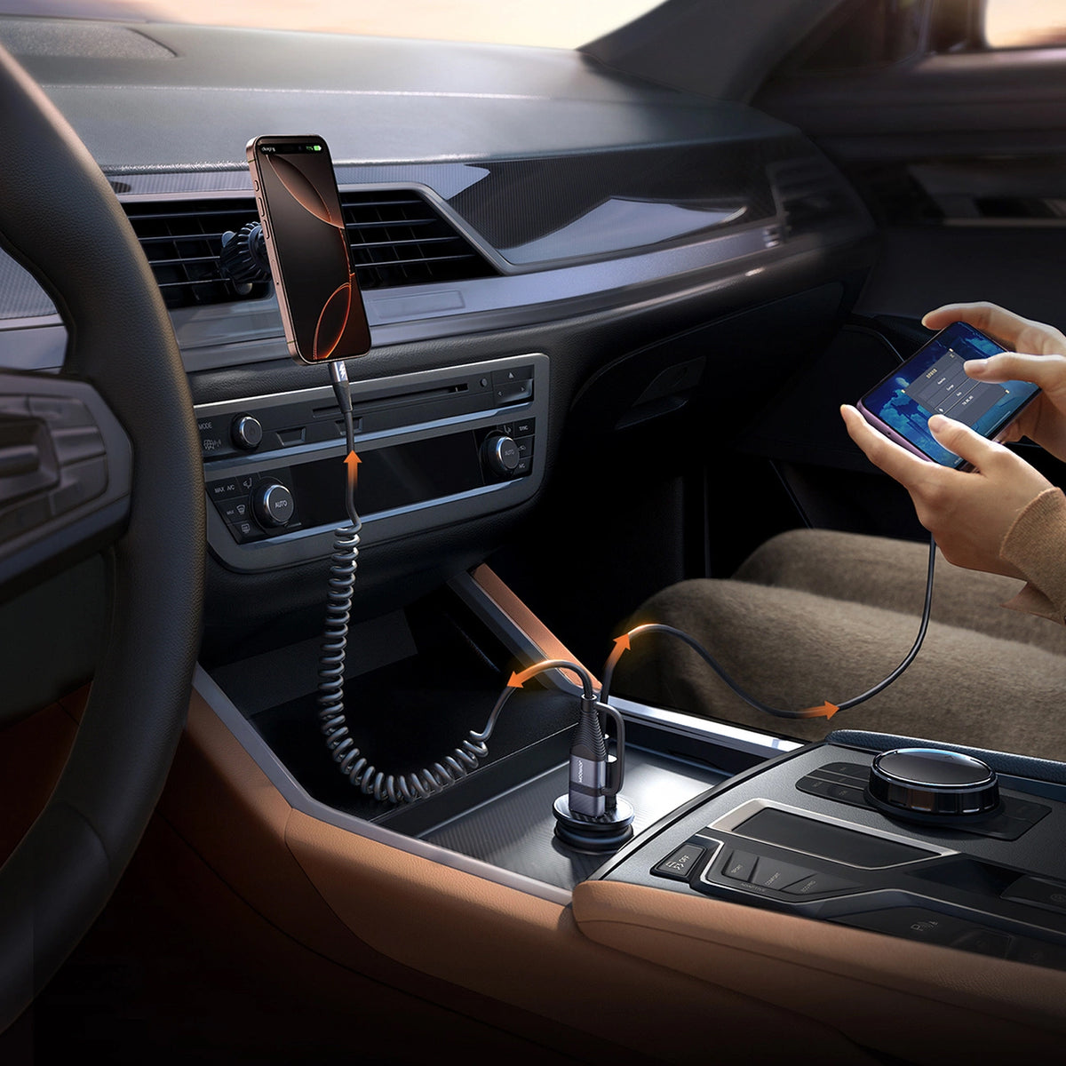 Cargador de Coche Joyroom JR-CCN16 Mini, 12W, 2.4A, 1 x USB-A - 1 x USB-C, Negro