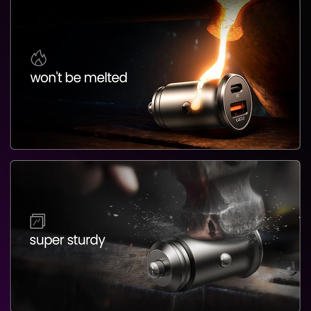 Cargador de coche Lisen, 36W, 3A, 1 x USB-A - 1 x USB-C, Set 2 piezas, Negro YL0223080038