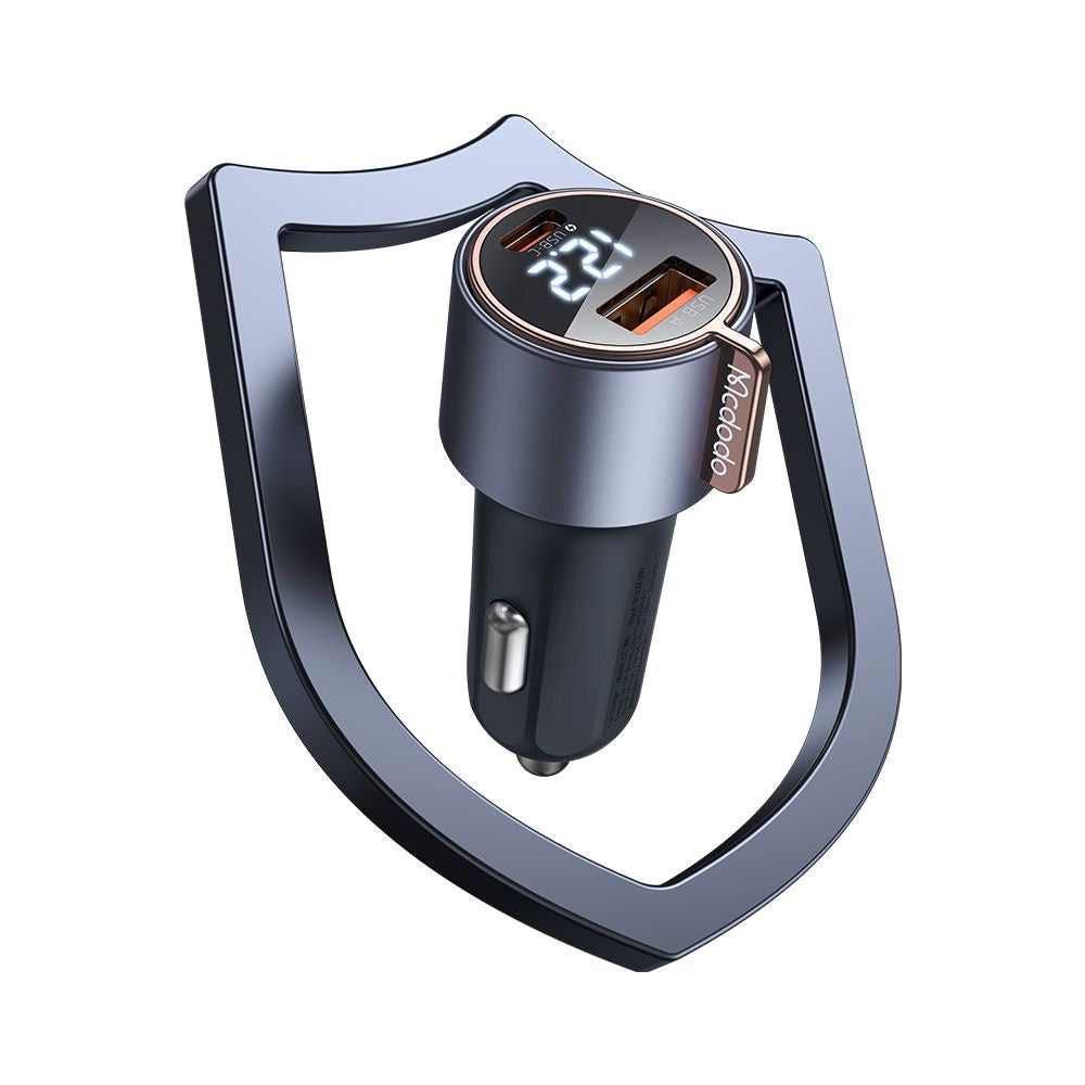 Cargador de Coche McDodo CC-3690 Venus Display, 75W, 3A, 1 x USB-A - 1 x USB-C, Negro