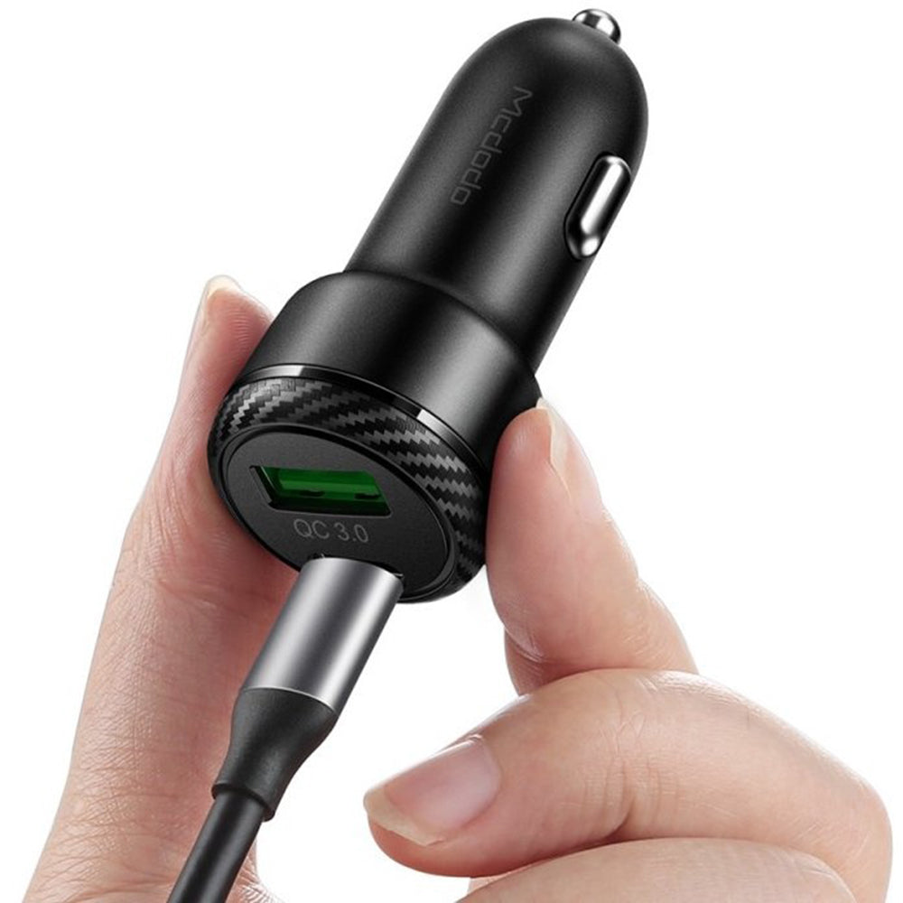 Cargador de coche McDodo CC-5970, 38W, 3A, 1 x USB-A - 1 x USB-C, Negro