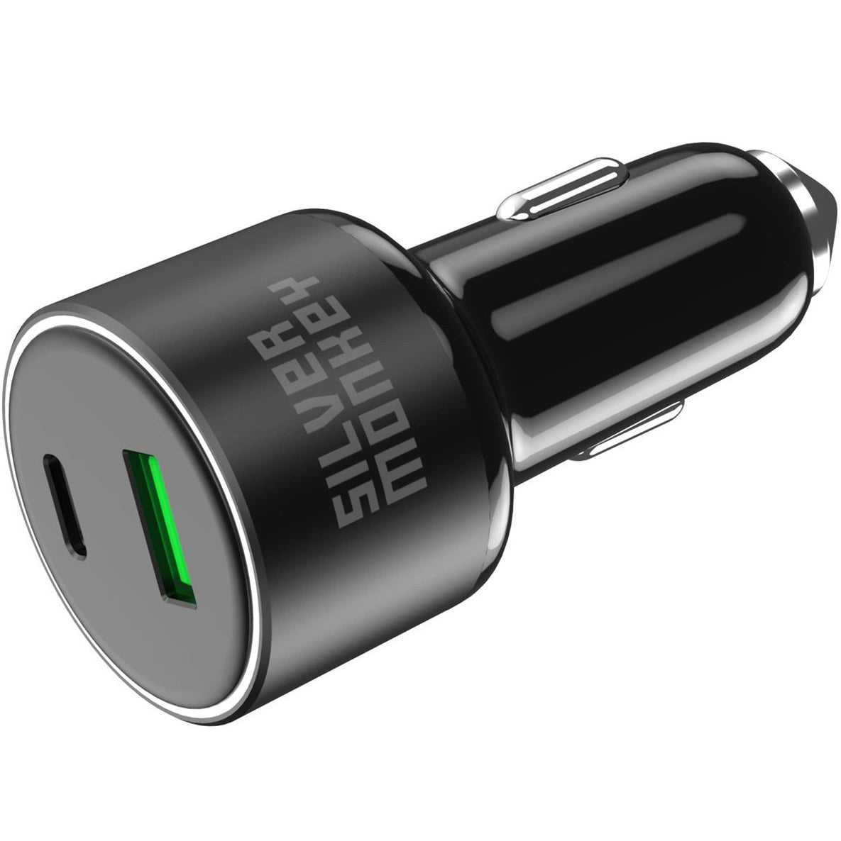 Cargador de coche Silver Monkey SMA014, 100W, 3A, 1 x USB-A - 1 x USB-C, Negro
