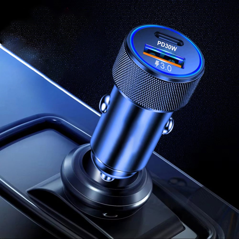 Cargador de coche Techsuit C2 VoltDuo, 30W, 3A, 1 x USB-A - 1 x USB-C, Negro