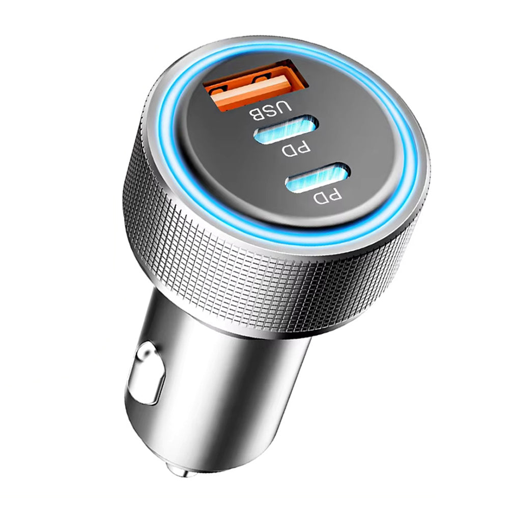 Cargador de coche Techsuit C6 DriveBoost, 60W, 3A, 1 x USB-A - 2 x USB-C, Plateado