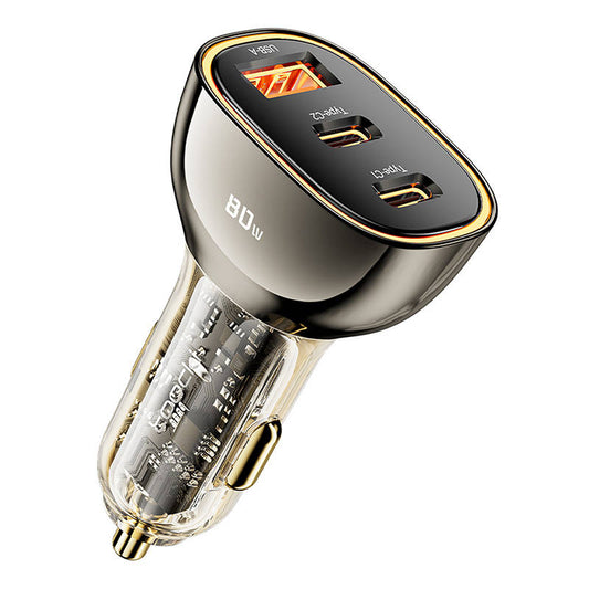 Toocki Cargador de coche 2C+A, 80W, 3A, 1 x USB-A - 2 x USB-C, Negro TCC2C 1A-XF01 TCC2C 1A-XF01