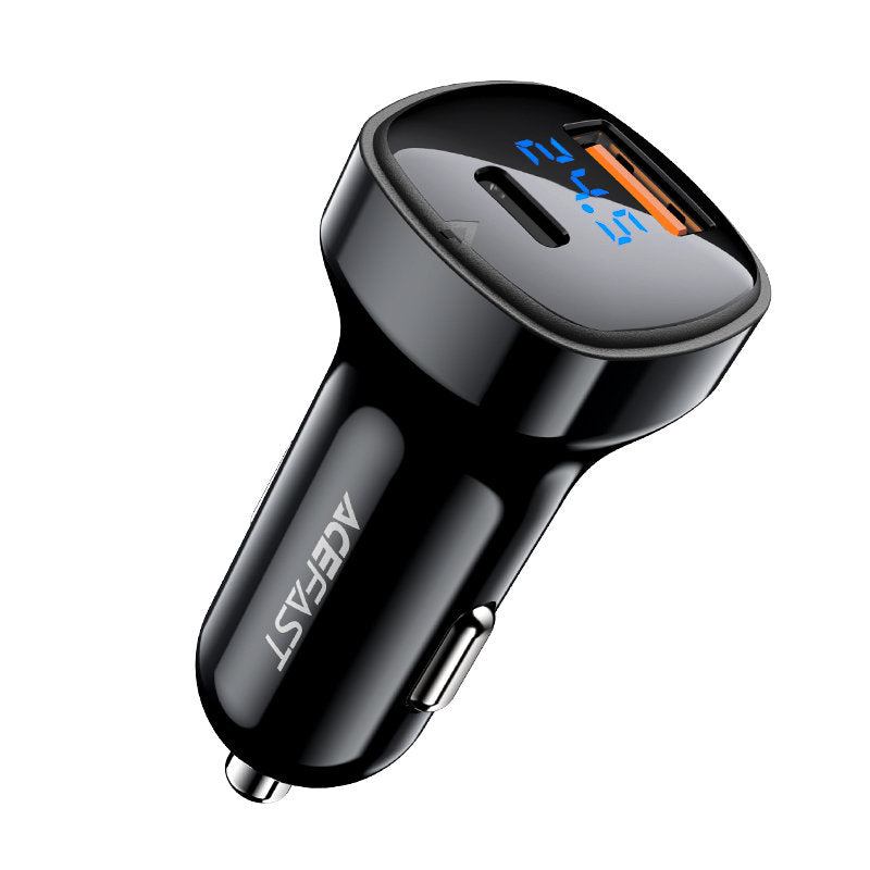 Cargador de coche Acefast B4, 66W, 3A, 1 x USB-A - 1 x USB-C, Negro