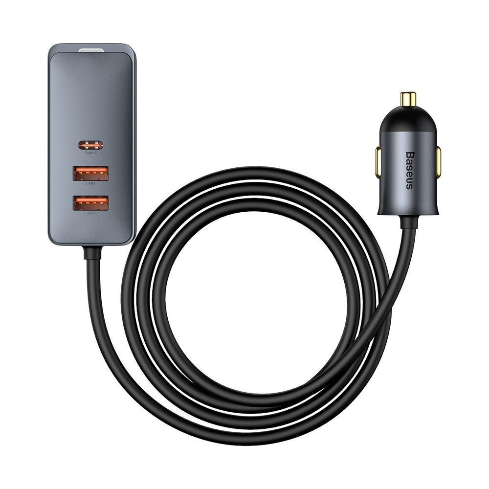 Cargador de coche Baseus Share Together, 120W, 3A, 3 x USB-A - 1 x USB-C, Gris CCBT-B0G