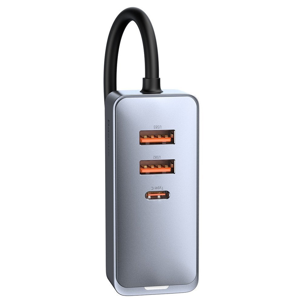 Cargador de coche Baseus Share Together, 120W, 3A, 3 x USB-A - 1 x USB-C, Gris CCBT-B0G