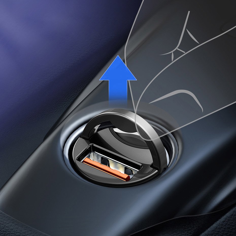 Cargador de coche Baseus Star Mini, 30W, 3A, 1 x USB-A, Gris VCHX-A0G