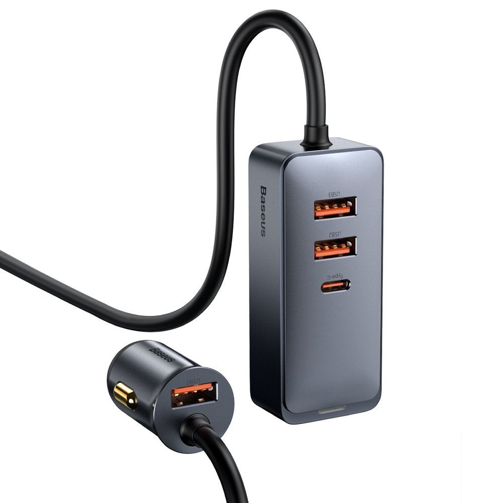 Cargador de coche Baseus Share Together, 120W, 3A, 3 x USB-A - 1 x USB-C, Gris CCBT-B0G