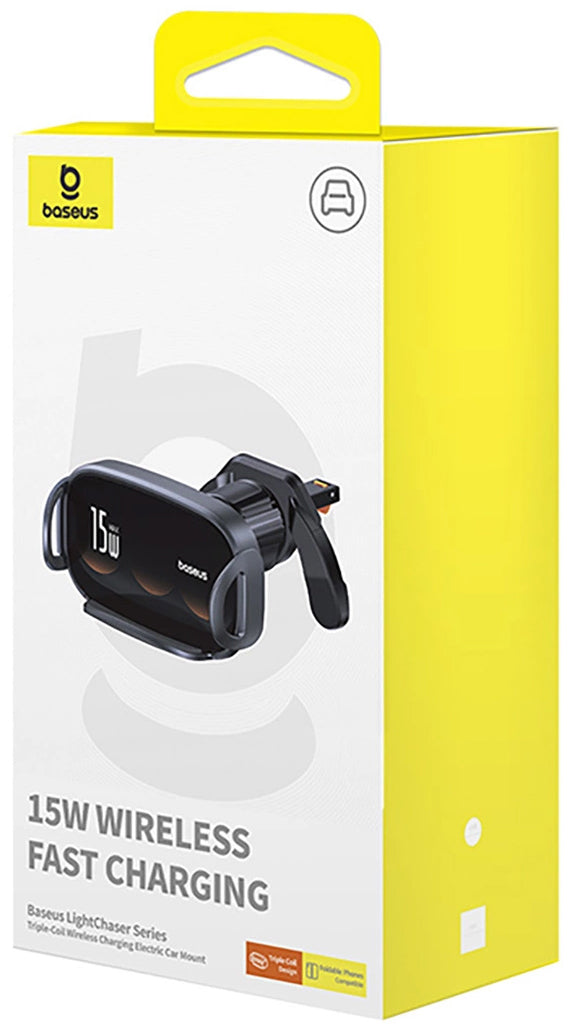 Cargador de Coche Inalámbrico Baseus LightChaser, 15W, 1.67A, Negro C40355901111-00