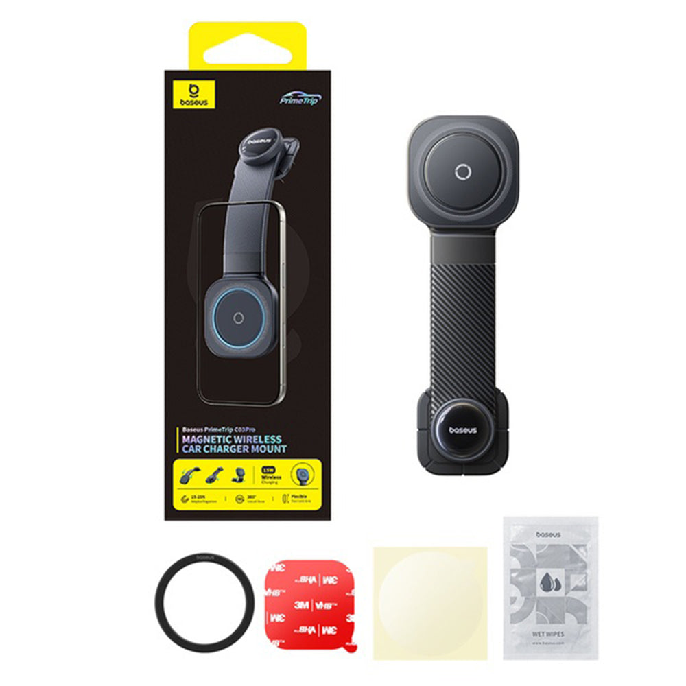 Cargador de Coche Inalámbrico Baseus PrimeTrip C03 Pro, 15W, 1.67A, Negro C0013701