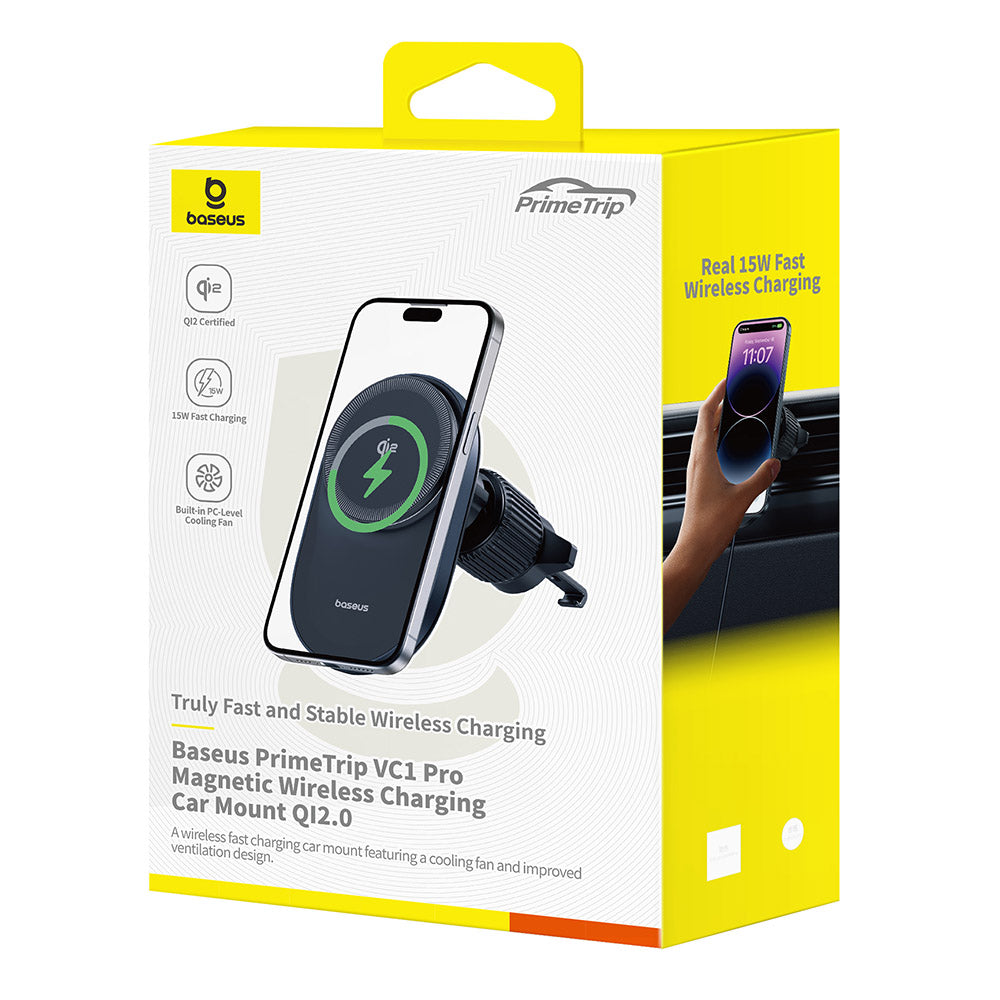 Cargador de Coche Inalámbrico Baseus PrimeTrip VC1 Pro, 15W, 1.67A, Negro C40141000111-00