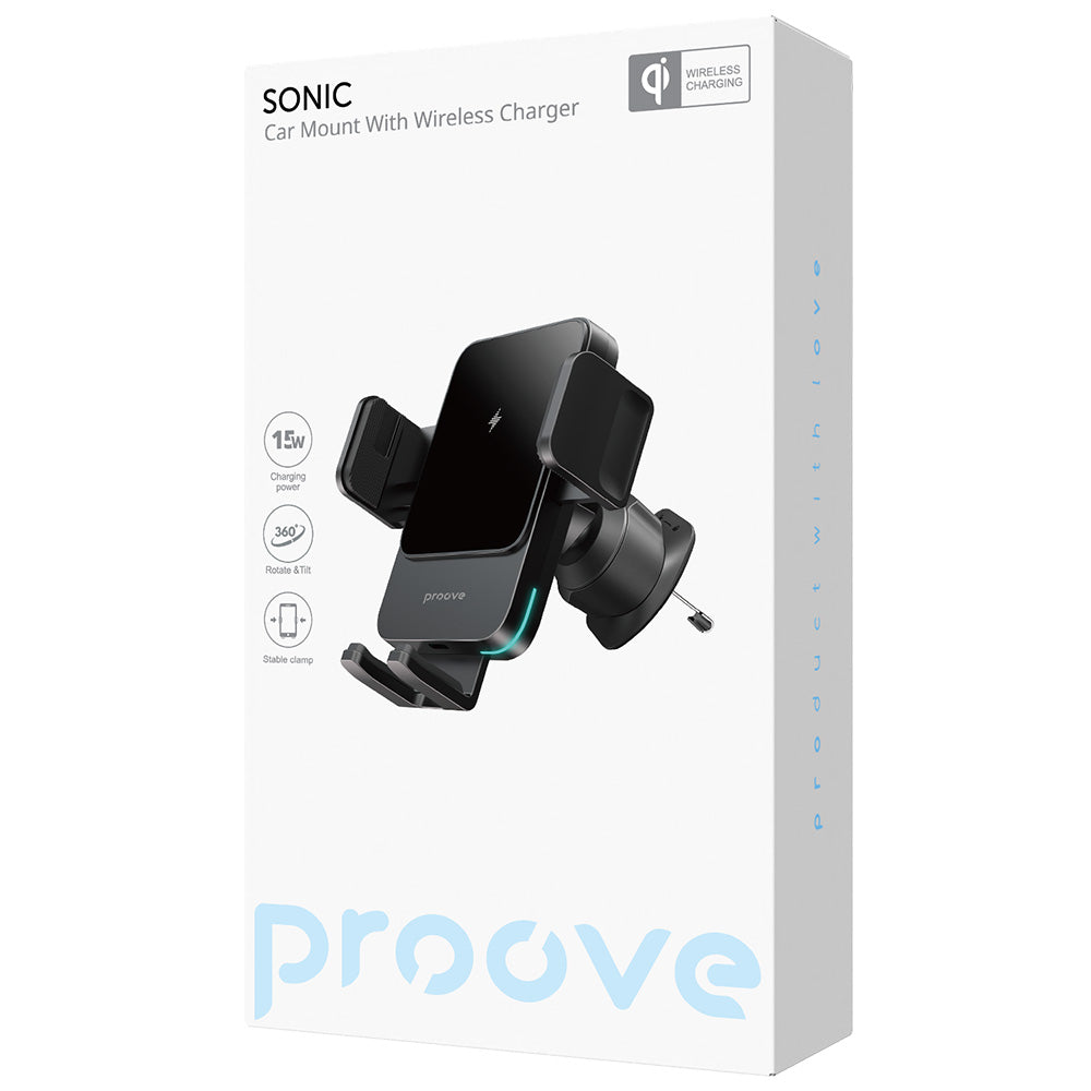Cargador de Coche Inalámbrico Proove Sonic, 15W, 1.67A, Gris WHSN15002001